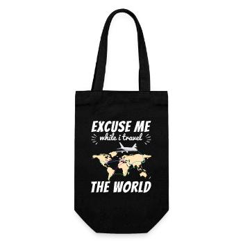 World Trip Short Trip Gift Travel Fans Adventurers - Gift Bag for Bottles - black - Front
