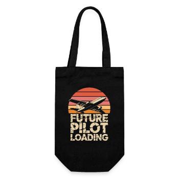  Future Pilot Loading Flugzeug Retro - Geschenkbeutel für Flaschen - Schwarz - Vorne