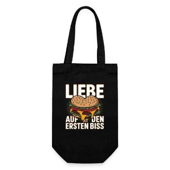  Liebe Auf Den Ersten Biss Herzburger Cheeseburger - Geschenkbeutel für Flaschen - Schwarz - Vorne