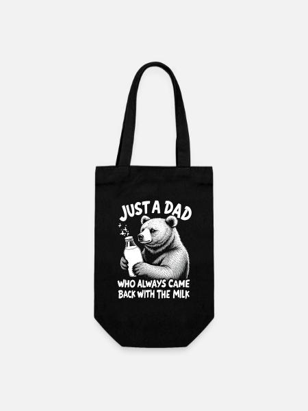 Bär mit Milch – Vatertier Spruch - Geschenkbeutel für Flaschen - Schwarz