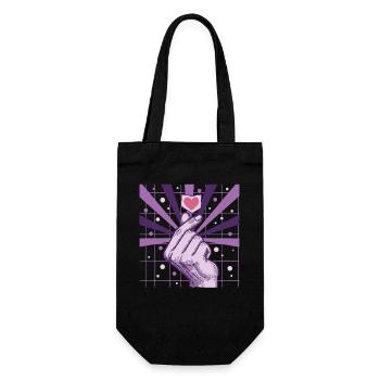 Kpop Koreanische Musik Niedliche Finger Herz Liebe Anime - Geschenkbeutel für Flaschen - Schwarz - Vorne