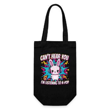 Ich kann dich nicht hören. Ich höre koreanische K-Pop-Musik - Geschenkbeutel für Flaschen - Schwarz - Vorne