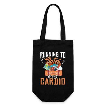 Running To Gates Is My Cardio Gym Und Reisen - Geschenkbeutel für Flaschen - Schwarz - Vorne