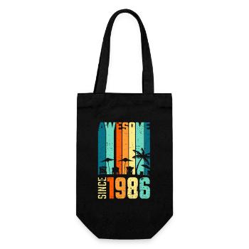 Vintage Tropical Skyline Since 1986 - Gift Bag for Bottles - black - Front