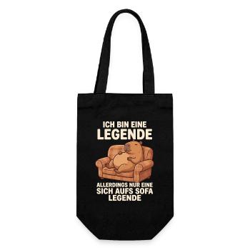 Capybara Sofa Legende lustiges Relax Motiv - Geschenkbeutel für Flaschen - Schwarz - Vorne