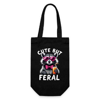 Raton laveur mignon mais sauvage avec des lunettes roses - Sac à bouteille - noir - Devant