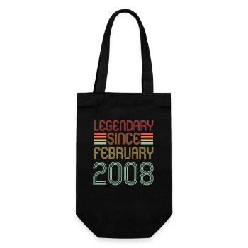 Legendary since February 2008, Retro, Geburtstag - Geschenkbeutel für Flaschen - Schwarz - Vorne