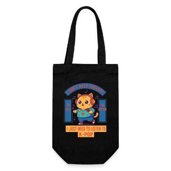 I Dont Need Therapy I Just Need To Listen To K-Pop - Gift Bag for Bottles - black - Front