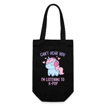 Kann dich nicht hören, ich höre K-Pop Unicorn Koreanisch - Geschenkbeutel für Flaschen - Schwarz - Vorne
