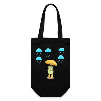 Frosch mit Regenschirm im Regen - Geschenkbeutel für Flaschen - Schwarz - Vorne