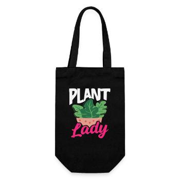 Pflanzenliebhaberin Pflanzt Sukkulente Blume - Geschenkbeutel für Flaschen - Schwarz - Vorne