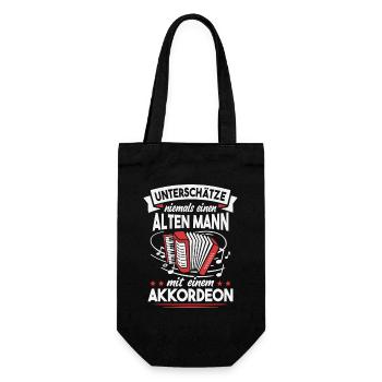 Akkordeon Harmonika Alter Mann Ziehharmonika - Geschenkbeutel für Flaschen - Schwarz - Vorne