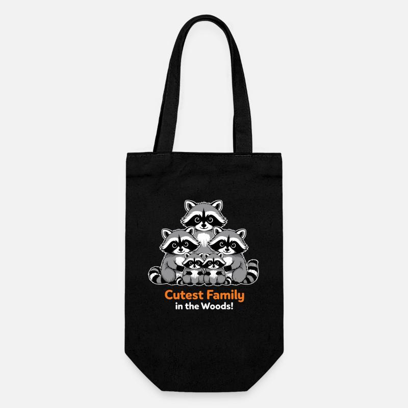 Famille de ratons laveurs mignons - Sac à bouteille - noir