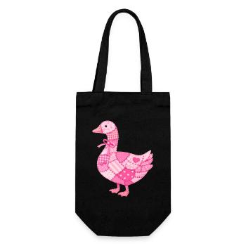 Patchwork Duck Pink - Gift Bag for Bottles - black - Front