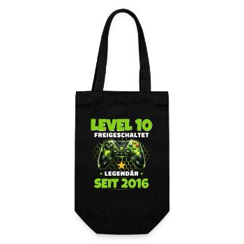 10. Geburtstag Gamer Shirt Level 10 freigeschaltet - Geschenkbeutel für Flaschen - Schwarz - Vorne