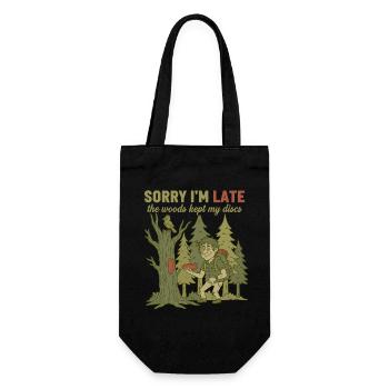 Sorry I Late, The Woods Kept My Discs Funny Disc - Geschenkbeutel für Flaschen - Schwarz - Vorne