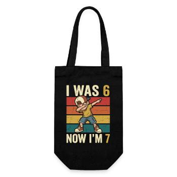 7th Birthday Boy 7 Years Old, I Was 6 Now In 7 - Gift Bag for Bottles - black - Front