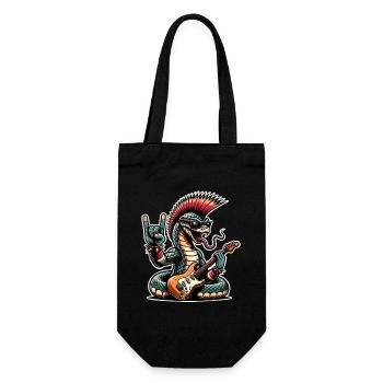 Schlange Rock and Roll Gitarrist - Geschenkbeutel für Flaschen - Schwarz - Vorne