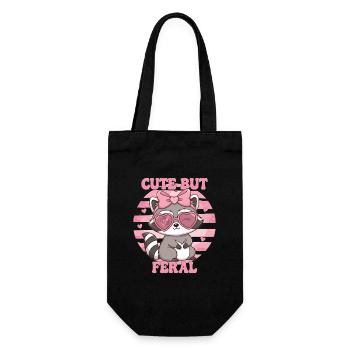 Cute but Feral – Cute Raccoon Design - Gift Bag for Bottles - black - Front