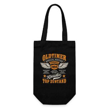 Oldtimer Februar 1966 - Geburtstag - Geschenk - Geschenkbeutel für Flaschen - Schwarz - Vorne