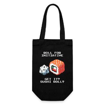 Initiative würfeln | Sushi Roll Wortwitz - Geschenkbeutel für Flaschen - Schwarz - Vorne