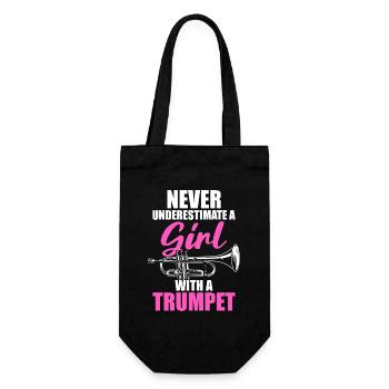 A girl with a trumpet trumpet player - Gift Bag for Bottles - black - Front