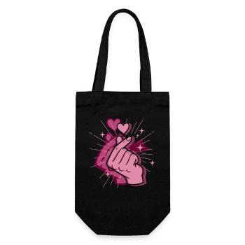 Kpop Finger Heart Korean Pop Cute Love Korea Kpop - Gift Bag for Bottles - black - Front