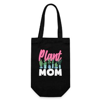 Pflanzenliebhaberin Mama Pflanzen Sukkulente Blume - Geschenkbeutel für Flaschen - Schwarz - Vorne