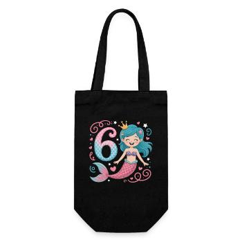 6e anniversaire de la sirène 6 ans - Sac à bouteille - noir - Devant
