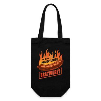 Projektleiter Bratwurst | Grillen Flammen Kult - Geschenkbeutel für Flaschen - Schwarz - Vorne