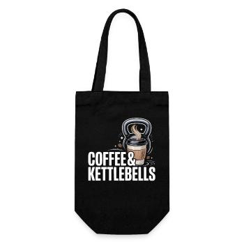 Kaffee & Kettlebells Duo - Geschenkbeutel für Flaschen - Schwarz - Vorne