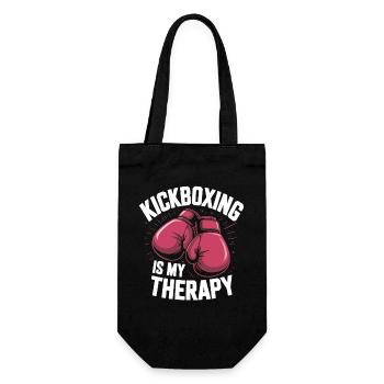 Kickboxen Therapie Motiv Boxhandschuhe - Geschenkbeutel für Flaschen - Schwarz - Vorne