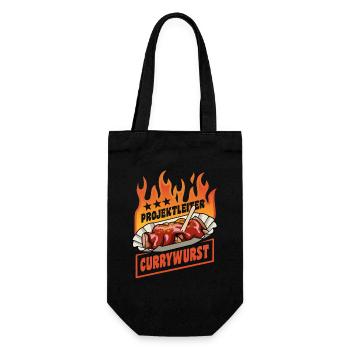 Project Manager Currywurst | Fast Food | Flames - Gift Bag for Bottles - black - Front