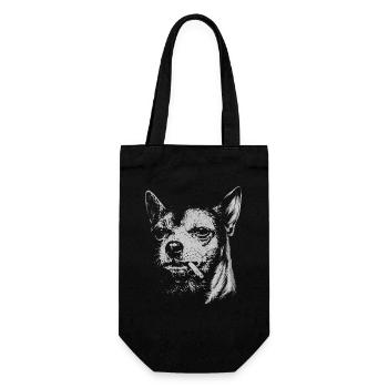 Chihuahua fumant un chien drôle mème humour Chi - Sac à bouteille - noir - Devant