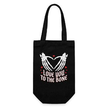  Love You To The Bone Skeleton Hands Heart Goth - Gift Bag for Bottles - black - Front