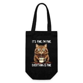 Its Fine Im Fine Coffee Cat Humor - Gift Bag for Bottles - black - Front