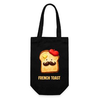 French Toast – Pain de dessin animé drôle avec moustache - Sac à bouteille - noir - Devant