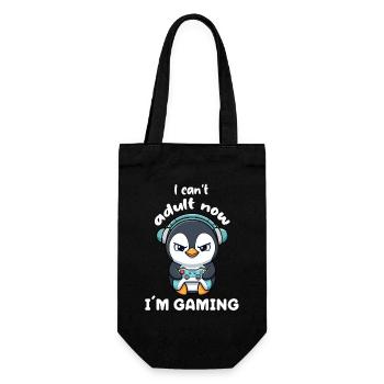 I cant Adult now I'm Gaming funny Gamer Penguin - Geschenkbeutel für Flaschen - Schwarz - Vorne