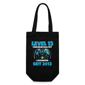 13. Geburtstag Gamer Shirt Level 13 freigeschaltet - Geschenkbeutel für Flaschen - Schwarz - Vorne