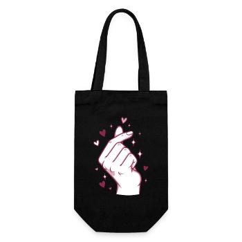Kpop Musique coréenne Doigts mignons Cœur Amour Corée - Sac à bouteille - noir - Devant