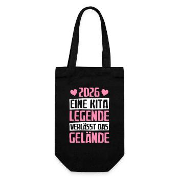 Eine Kita Legende Kita Abgänger 2026 - Geschenkbeutel für Flaschen - Schwarz - Vorne