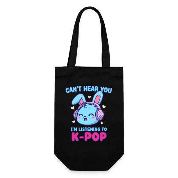 Ich höre dich nicht. Ich höre K-Pop Bunny Koreanisch - Geschenkbeutel für Flaschen - Schwarz - Vorne