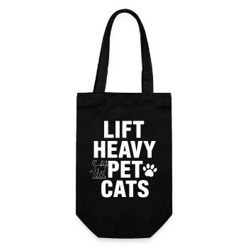 Lift Heavy Cats – Kraftvolles Katzenmotiv - Geschenkbeutel für Flaschen - Schwarz - Vorne