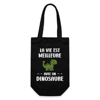 La vie est meilleure avec un dinosaure - Sac à bouteille - noir - Devant