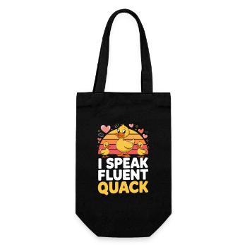 I Speak Fluent Quack Funny Duck Duck Family - Gift Bag for Bottles - black - Front
