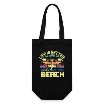 Beach Surfer Retro Sunset - Geschenkbeutel für Flaschen - Schwarz - Vorne