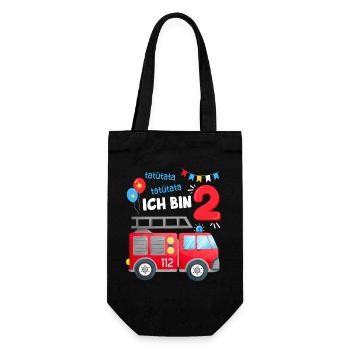 Feuerwehr 2 Jahre Zweiter Geburtstag Junge Outfit - Geschenkbeutel für Flaschen - Schwarz - Vorne