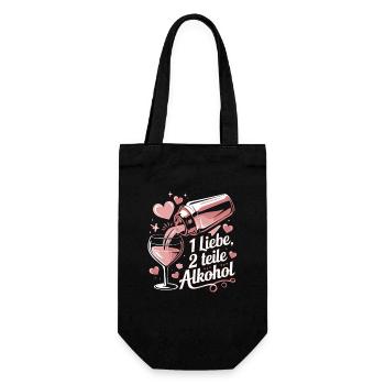  1 Liebe 2 Teile Alkohol Cocktail Spruch Für Party - Geschenkbeutel für Flaschen - Schwarz - Vorne