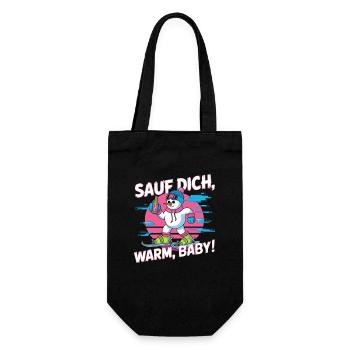  Sauf Dich Warm Baby Lustiger Schneemann Après Ski - Geschenkbeutel für Flaschen - Schwarz - Vorne