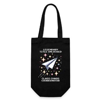 Legendärer Titel freigeschaltet | Klassenchaos - Geschenkbeutel für Flaschen - Schwarz - Vorne